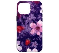 Feuilles de Fraises Violettes esthétiques Dark Galaxy Coque pour iPhone 16 Pro Max
