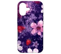 Feuilles de Fraises Violettes esthétiques Dark Galaxy Coque pour iPhone 17