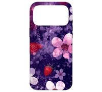 Feuilles de Fraises Violettes esthétiques Dark Galaxy Coque pour iPhone 17 Pro Max