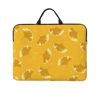 Feuilles de Ginkgo Fleuries sur Ocre Jaune,Housse pour Ordinateur Portable 14 Pouces, Sacoche pour Ordinateur Portable, Mallette avec poignée