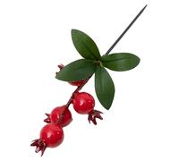 Feuilles de grenades rouges et jaunes de 18,5 cm de haut, décoration en soie pour bureau de fruits floraux - Branche de grenade artificielle avec baies artificielles (rouge)