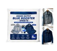 Feuilles De Lessive Restauratrices De Couleur Denim - 5 Pièces | Passe À La Machine À Laver, La Conception De La Feuille De Teinture De 10 Cm Simplifie La Réparation Des Jeans Et Des Vestes