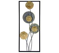 Feuilles de lotus - Décoration murale - Décoration murale - Fleur 3D - Sculpture murale - Décoration de terrasse - Soulage mural abstrait - Cadeau - Objet mural - Doré - 61 x 25 x 4,5 cm