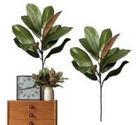 Feuilles de magnolia réalistes de 55,9 cm, tiges de verdure artificielle pour affichage de vase, matériau durable et métallique, feuillage décoratif pour arrangements floraux, décoration d'intérieur