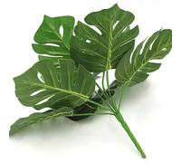 Feuilles De Monstera Artificielles En Soie, 1 Bouquet/9 Feuilles, Simulation De Plante Verte En Pot, Plante Décorative, Feuille Collée