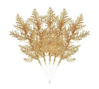 Feuilles De Noël À Paillettes Dorées Et Argentées,50 À 5 Pièces,Décoration D'arbre De Noël,Pendentif,Plantes Artificielles,Branches De Pin,Ornement De Nouvel An Pour La Maison - Type Gold-5 Pcs