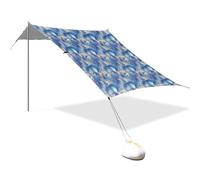 Feuilles de palmier - Cabane de plage pliable UPF50+ - Protection solaire portable imperméable avec sacs de sable et pelle pour camping, pique-niques, arrière-cour