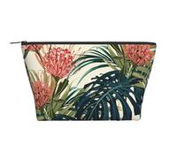 Feuilles de Palmier Exotiques Feuille de Jungle Tropical Floral Rose Vert Imprimé, Trousse de Toilette Trousse de Maquillage Sac à cosmétiques Trousse de Toilette de Voyage Portable