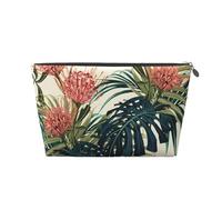 Feuilles de Palmier Exotiques Feuille de Jungle Tropical Floral Rose Vert Imprimé, Trousse de Toilette Trousse de Maquillage Sac à cosmétiques Trousse de Toilette de Voyage Portable