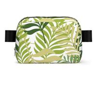 Feuilles de Palmier Exotiques Tropicales,Sac Banane carré de Voyage, Sac de Poitrine décontracté, Sac Banane pour Hommes et Femmes