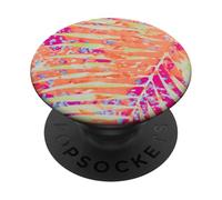 Feuilles de Palmier Hot Pink Orange Summer Vibes PopSockets PopGrip Adhésif