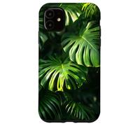 Feuilles de palmier tropicales d'été plante verte Coque pour iPhone 11 et Noire