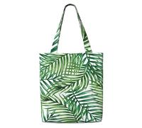 Feuilles de palmier tropicales imprimées，Sacs d'épicerie réutilisables, sacs fourre-tout de grande capacité, sac à bandoulière en toile