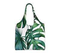 Feuilles de palmier tropicales,Sacs fourre-tout réutilisables, sacs d'épicerie, sac à bandoulière en toile de grande capacité