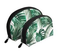 Feuilles De Palmier Vert Tropical Feuille De Jungle, Trousse de Maquillage Coquille Femme Petit Porte-Monnaie Trousse de Toilette Trousse à cosmétiques 2 pièces