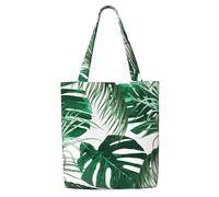 Feuilles de palmier vertes tropicales Feuille de jungle，Sacs d'épicerie réutilisables, sacs fourre-tout de grande capacité, sac à bandoulière en toile