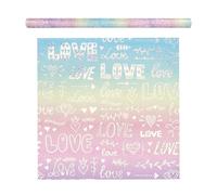 Feuilles de Papier Cadeau - 118 Pouces de Longueur, Motif Saint-Valentin | Dégradé Irisé, Rouleau de Papier Cadeau Festif, Emballage Créatif pour Anniversaires, Fêtes Familiales, Eñfants et Adultes