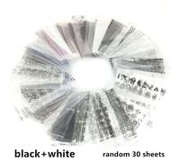 Feuilles De Papier De Transfert Floral Pour Ongles",Autocollants Papillon,Ensemble D'enveloppes Non Adhésives,Décorations D'art D'ongle,N64.Floral,20 Feuilles,"30/50 Feuilles - Type Black-White-30pcs
