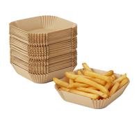 PAPSTAR, Lot de 100 feuilles de papier sulfurisé marron 16 cm x 16 cm x 4,5 cm pour friteuse à air chaud