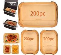 Feuilles de papier sulfurisé pour friteuse à air, convenant aux friteuses à air à double couche, en tailles rectangulaires de 50/100/200 pièces, adaptées aux accessoires de friteuse à air, essentielle