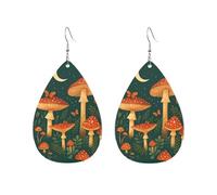 Feuilles De Papillon Champignon Enchanteresses Au Clair De Lune Boucles D'Oreilles Double Face Boucle D'Oreille Tendance Pendantes En Cuir Pour Décorations Femme Quotidien