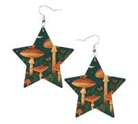 Feuilles De Papillon Champignon Enchanteresses Au Clair De Lune Boucles D'Oreilles En Cuir Tendance Pendantes En Cuir Légères Pendantes Pour Femme Quotidien Fête Des Mères