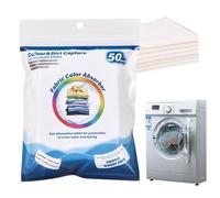 Feuilles de piège à teinture : 50 tampons de capture de pigments, papier de protection du cycle de lavage, fourniture pour prévenir la décoloration des vêtements | Solution d'entretien des vêtements