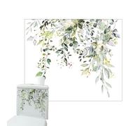 Feuilles de Plante Verte Autocollants de Toilette Feuille verte Autocollant de Toilette Feuille Verte | Autocollant de Couvercle de Toilette Floral Feuille Imperméable,Décoration de Réfrigérateur
