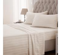 Feuilles de refroidissement a rayures Sleep Zone Set King Size - Feuilles plates et taies plates ajustees 4 pieces - draps de lit super doux Poch