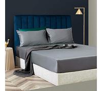 Feuilles de Rides sans Fer, Feuille de lit en Coton en Soie en Soie Couvercle de lit de lit Non glissé Protecteur de Matelas pour Double King-Silver_135cmx200cm * 25cm