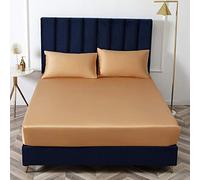 Feuilles de Soins faciles à Soins, draps de lit en Coton Coton en Satin Couvercle de lit de lit Non Glissant Protecteur de Matelas pour Double King-Jaune_150cmx200cm * 25cm