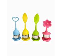 Feuilles de Thé Infuseur, Filtre Diffusseur, Passoire a Thé à Forme de Feuille de Thé,Infuseur de Thé, poignée en Silicone, infuseur à thé pour Tisane,4pcs
