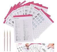 Feuilles De Traçage Pour Nail Art Avec Feutre, Livret De Pratique Pour Nail Art, Fiches D'entraînement Pour Manucure, Pour Débutants, Dessin De Lignes, Modèle De Peinture(1set)