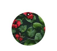 Feuilles de végétation avec fleurs d'hibiscus - 10 pièces - Désodorisant de voiture - Feuilles parfumées à suspendre avec corde pour la maison