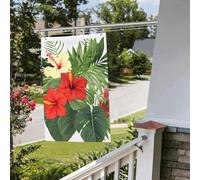 Feuilles de végétation avec fleurs d'hibiscus - 61 x 91 cm - Pour extérieur et intérieur - Pour le printemps, l'été, l'automne, l'hiver - Drapeaux de jardin avec œillets verticaux double face