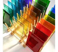 feuilles de verre coloré, 10 × 15 cm, verre cathédrale transparent, verre de mosaïque pour décorations solaires, bricolage DIY et décoration intérieure (mélange transparent - lot de 26)