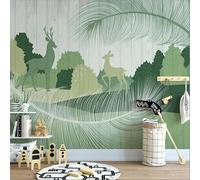 Feuilles D'Élan Dans Une Forêt Verte Papier Peint 3D Installation Facile Intissé Tapisserie Bureau Salon Canapé Chambre Décoration Murale-430cm×300cm