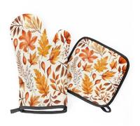 Feuilles D'Érable d'automne Classiques Oven Gloves & Pot Holders Lot De 2 Cooking Kitchen Mittens Non-Slip Oven Gloves & Hot Pads pour BBQ Grilling Chefs