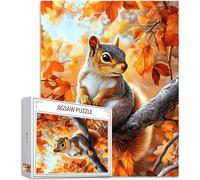 Feuilles d'érable Puzzle 1500 Pièces Adultes, 5D DIY Puzzle Écureuil Couleur Puzzles, Jigsaw Jeu éducatif Effrayant, Ddifficile pour Adultes for Decoration Chambre Murale, Cadeau Homme, Model759
