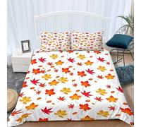 Feuilles D'érable Rouges et Jaunes Housse de Couette 160x200 Parures de Lit 1 Personne Imprimé 3D Microfibre Douce Plantes Housses Couette avec 2 Taies d'oreiller et Fermeture Éclair i.5601