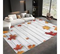 Feuilles D'éRable Tapis 150x210 cm Impressions sur Panneau de Bois Moquette Antiderapant à Poils Courts Tapis 3D Lavable en Machine Convient aux Grands Salons Salles à Manger et Chambres b-1836