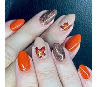Feuilles d'érable tombées à pression sur les ongles acrylique faux supports de colle de Thanksgiving pour femmes cas feuille d'érable presse ongles