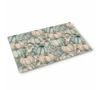 Feuilles D'Eucalyptus Citrouille Verte en Lin Tapis De Porte Résistant Paillasson Exterieur Anti-Poussière Paillasson pour Maison Couloir Chambre 40 X 60Cm