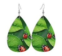 (Feuilles Et Coccinelles) Boucles D'Oreilles Légères Pendantes Double Face Boucle D'Oreille Pour Quotidien Décorations