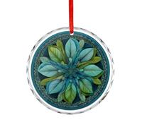 Feuilles et pétales Mandala bleu vert cristal décoration à suspendre pour sapin de Noël
