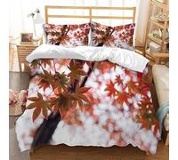 Feuilles Jaunes Housse de Couette 220x240 Parures de Lit 2 Personnes Imprimé 3D Microfibre Douce Paysages d'automne Housses Couette avec 2 Taies d'oreiller et Fermeture Éclair j.149