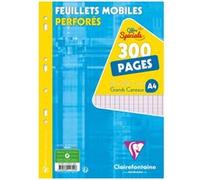 Feuilles mobiles perforées A4 - Grands carreaux - 300 pages G