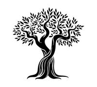 Feuilles Naturelles d'Olivier Branches Fines Autocollants de Sculpture 54x55,2cm Personnalisation Personnalisée Grand Noir