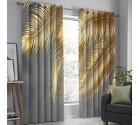 Feuilles Palmier Dorées Lot De 2 Rideaux Occultants, Luxe Moderne Rideau Thermique Isolant Anti Froid, 140 X 240 Cm, Rideaux Occultant Avec Œillets Rideau Fenetre