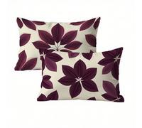 Feuilles Taies d'oreiller 50x80 Housse Coussin Velours Lot de 2, Taie Oreiller Rouge, Douce et Respirante Housse de Coussin Canapé Impermeable pour Salon Jardin avec Fermeture Éclair Invisible K2-57